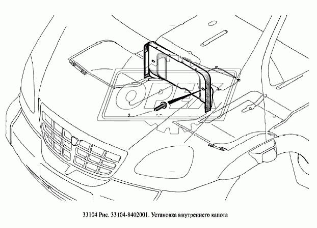 Установка внутреннего капота